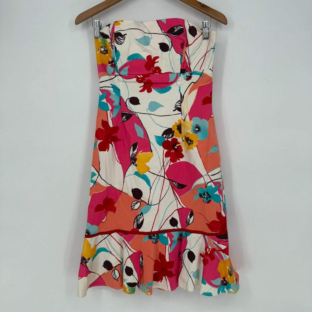 Morrell Maxie Bodycon Dress Womens 8 Multicolor Floral Off the Shoulder Back Zip